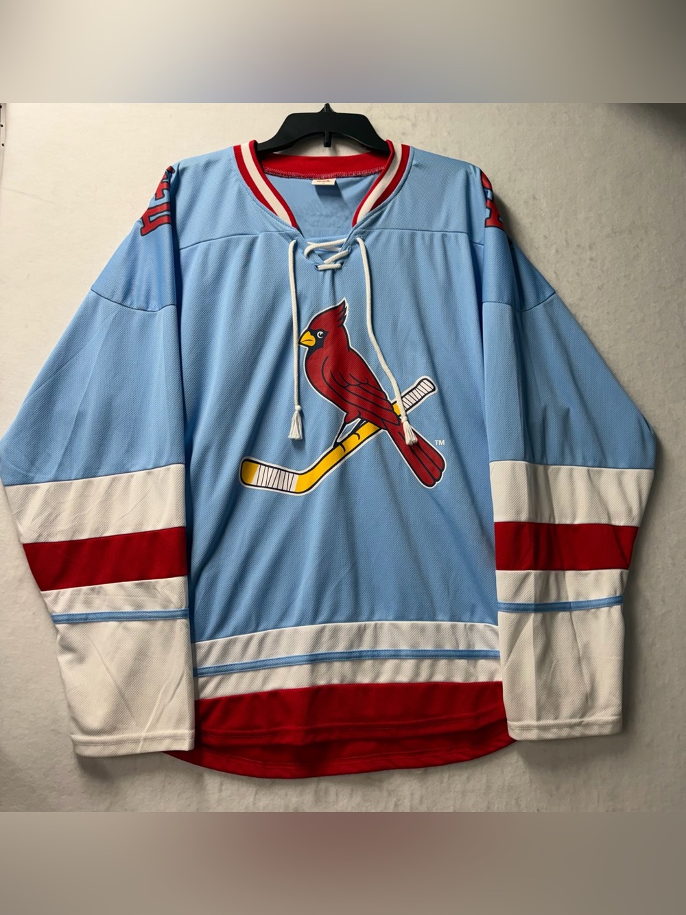 St Louis Cardinals Hockey Jersey Limited Stadium Giveaway Blue Red Mens Size XL